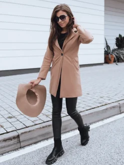 Płaszcze Damskie>Dstreet Płaszcz damski LUGI kamelowy NY0635