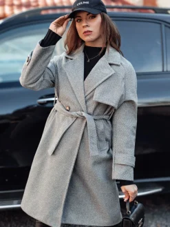 Płaszcze Damskie>Dstreet Płaszcz damski one size FORMOSA długi szary NY0727