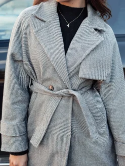 Płaszcze Damskie>Dstreet Płaszcz damski one size FORMOSA długi szary NY0727