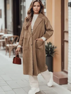 Płaszcze Damskie>Dstreet Płaszcz damski oversize AVELINNI długi beżowy NY0694