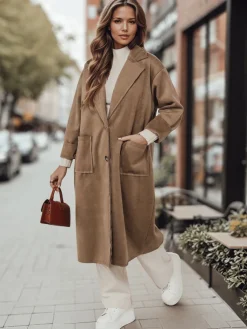 Płaszcze Damskie>Dstreet Płaszcz damski oversize AVELINNI długi beżowy NY0694