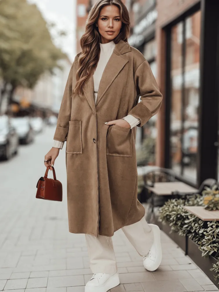 Płaszcze Damskie>Dstreet Płaszcz damski oversize AVELINNI długi beżowy NY0694