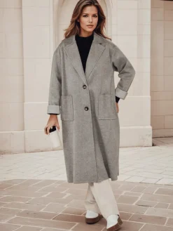Płaszcze Damskie>Dstreet Płaszcz damski oversize AVELINNI długi szary NY0695