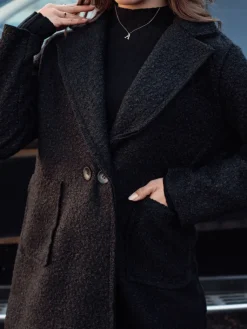 Płaszcze Damskie>Dstreet Płaszcz damski oversize BARALITE długi typu baranek czarny NY0709