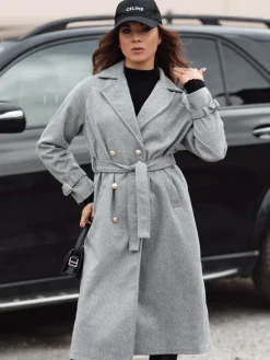 Płaszcze Damskie>Dstreet Płaszcz damski oversize CAMELLYN długi szary NY0742
