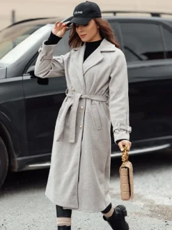 Płaszcze Damskie>Dstreet Płaszcz damski oversize CAMELLYN długi jasnobrązowy NY0744