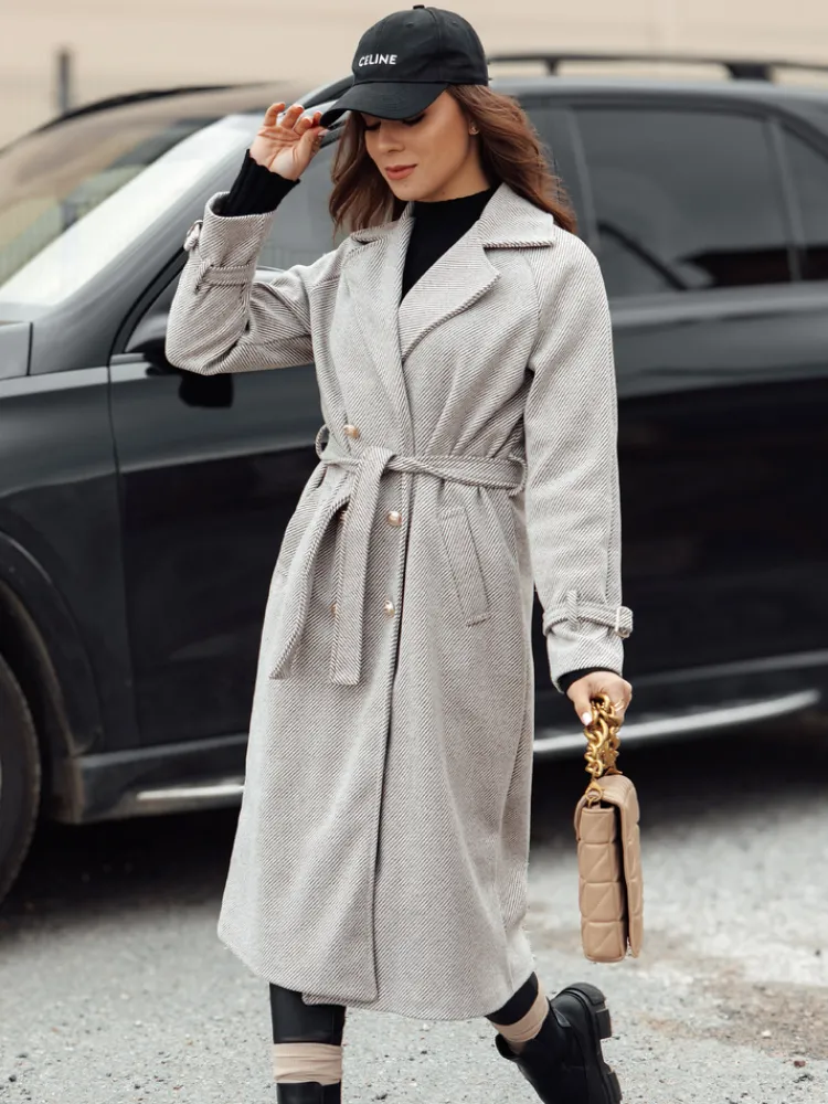 Płaszcze Damskie>Dstreet Płaszcz damski oversize CAMELLYN długi jasnobrązowy NY0744