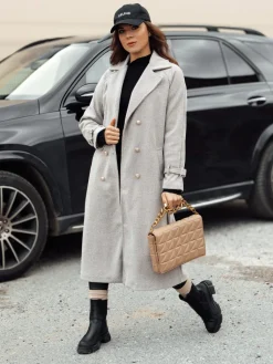 Płaszcze Damskie>Dstreet Płaszcz damski oversize CAMELLYN długi jasnobrązowy NY0744