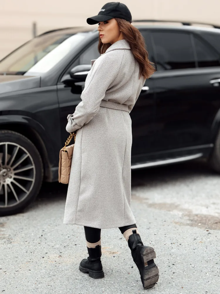 Płaszcze Damskie>Dstreet Płaszcz damski oversize CAMELLYN długi jasnobrązowy NY0744