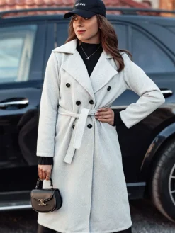 Płaszcze Damskie>Dstreet Płaszcz damski oversize CASHMELY długi wiązny szary NY0713