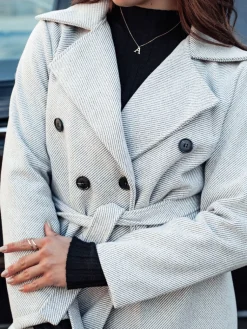 Płaszcze Damskie>Dstreet Płaszcz damski oversize CASHMELY długi wiązny szary NY0713