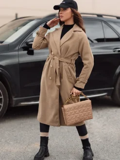 Płaszcze Damskie>Dstreet Płaszcz damski oversize CAMELLYN długi kamelowy NY0743