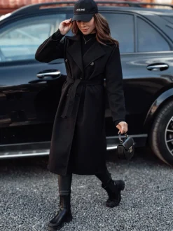 Płaszcze Damskie>Dstreet Płaszcz damski oversize CASHMELY długi wiązny czarny NY0714