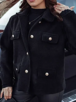 Płaszcze Damskie>Dstreet Płaszcz damski oversize CLASSIVO krótki czarny NY0696