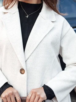 Płaszcze Damskie>Dstreet Płaszcz damski oversize ELEGANTWAY w jodełke beżowy NY0698