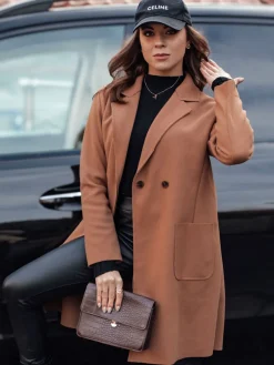 Płaszcze Damskie>Dstreet Płaszcz damski oversize LINNORE długi kamelowy NY0703