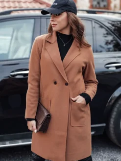 Płaszcze Damskie>Dstreet Płaszcz damski oversize LINNORE długi kamelowy NY0703