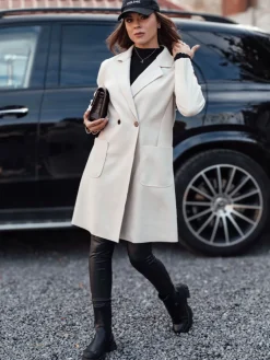 Płaszcze Damskie>Dstreet Płaszcz damski oversize LINNORE długi beżowy NY0706