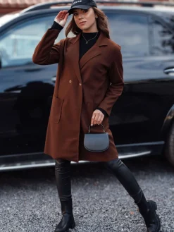 Płaszcze Damskie>Dstreet Płaszcz damski oversize LINNORE długi czekoladowy NY0705