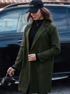 Płaszcze Damskie>Dstreet Płaszcz damski oversize LINNORE długi oliwkowy NY0704