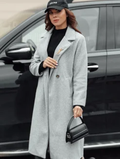 Płaszcze Damskie>Dstreet Płaszcz damski oversize MANTOVA długi jasnoszary NY0740