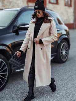 Płaszcze Damskie>Dstreet Płaszcz damski oversize MODVENTURE z kapturem beżowy NY0721