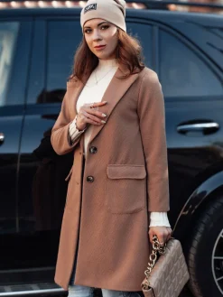 Płaszcze Damskie>Dstreet Płaszcz damski oversize MODELOVA długi kamelowy NY0730