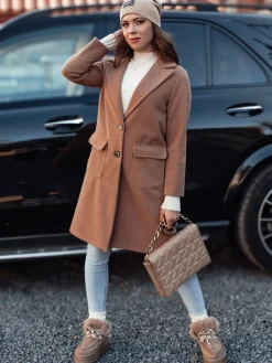 Płaszcze Damskie>Dstreet Płaszcz damski oversize MODELOVA długi kamelowy NY0730