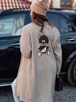 Płaszcze Damskie>Dstreet Płaszcz damski oversize TEDDSTYLE beżowy NY0724