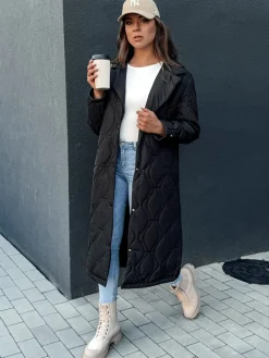 Płaszcze Damskie|Kurtki Damskie>Dstreet Płaszcz damski pikowany długi TRENDIFY czarny TY4378