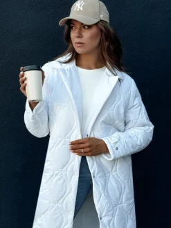 Płaszcze Damskie|Kurtki Damskie>Dstreet Płaszcz damski pikowany długi TRENDIFY biały TY4380