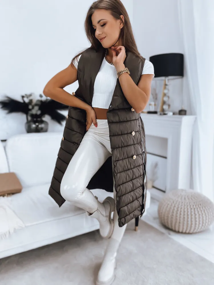 Płaszcze Damskie|Kamizelki Damskie>Dstreet Płaszcz damski pikowany kamizelka 3w1 MADAME kawowa TY3152