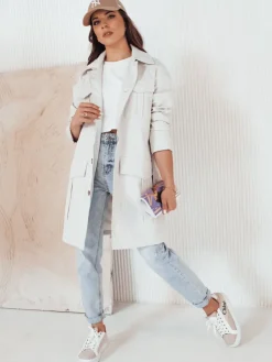 Płaszcze Damskie>Dstreet Płaszcz damski przejściowy wiązany VERMONT jasnoszary NY0581