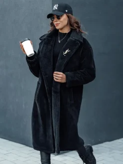 Kożuszki Damskie|Płaszcze Damskie>Dstreet Płaszcz damski zimowy GLAMFUR długi futerkowy czarny TY4697