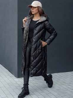 Płaszcze Damskie|Kurtki Damskie>Dstreet Płaszcz damski zimowy pikowany z kapturem CELESTIE czarny TY4513