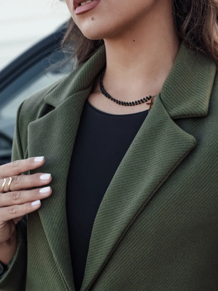 Płaszcze Damskie>Dstreet Płaszcz jesienny damski jednorzędowy MINTER oliwkowy NY0677