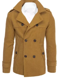 Płaszcze Męskie>Dstreet Płaszcz męski dwurzędowy piaskowy CX0443