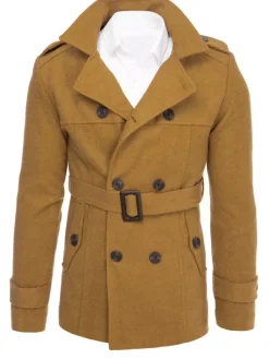 Płaszcze Męskie>Dstreet Płaszcz męski dwurzędowy piaskowy CX0443