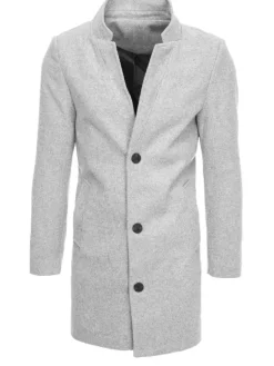 Płaszcze Męskie>Dstreet Płaszcz męski jednorzędowy szary CX0428
