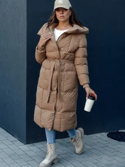 Płaszcze Damskie|Kurtki Damskie>Dstreet Płaszcz pikowany damski CLOUTIQUE ciemnobeżowy TY4371