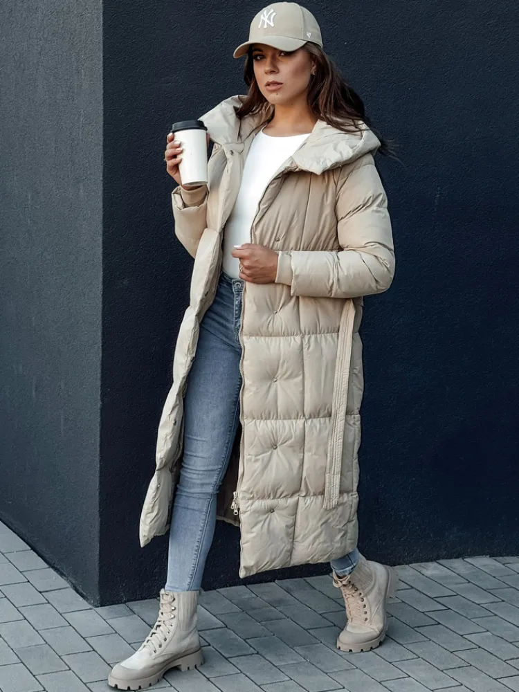 Płaszcze Damskie|Kurtki Damskie>Dstreet Płaszcz pikowany damski CLOUTIQUE beżowy TY4372