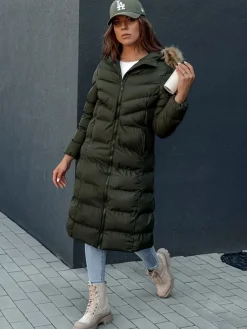 Płaszcze Damskie|Kurtki Damskie>Dstreet Płaszcz zimowy damski LUXWARM zielony TY4377