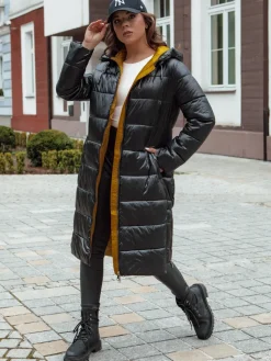 Płaszcze Damskie|Kurtki Damskie>Dstreet Płaszcz zimowy damski pikowany z kapturem BETHANNY czarna TY4552