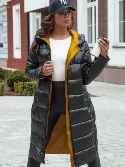 Płaszcze Damskie|Kurtki Damskie>Dstreet Płaszcz zimowy damski pikowany z kapturem BETHANNY czarna TY4552