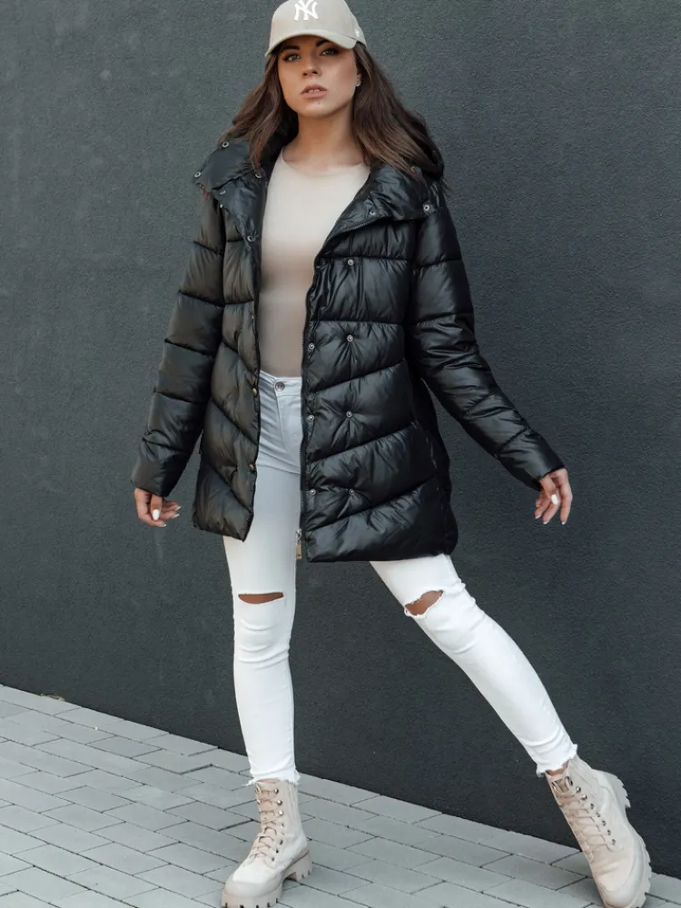 Płaszcze Damskie|Kurtki Damskie>Dstreet Płaszcz zimowy damski pikowany BLOOM czarny TY4484