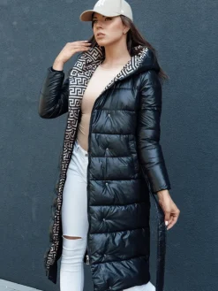 Płaszcze Damskie|Kurtki Damskie>Dstreet Płaszcz zimowy damski pikowany z kapturem GRACE czarny TY4501