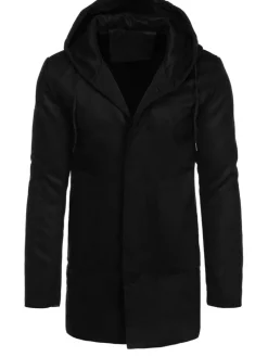 Płaszcze Męskie>Dstreet Płaszcz zimowy męski jednorzędowy czarny CX0444