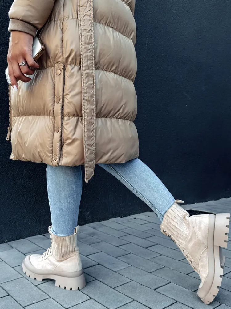 Płaszcze Damskie|Kurtki Damskie>Dstreet Płaszczyk damski pikowany GLAMMANT beżowy TY4354