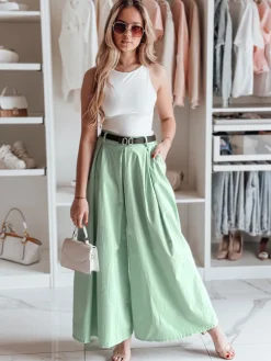 Spodnie Damskie>Dstreet Spódnico-spodnie z paskiem FLOWES FLOWES miętowy UY2594