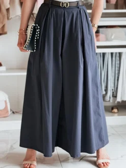 Spodnie Damskie>Dstreet Spódnico-spodnie z paskiem FLOWES granatowe UY2588